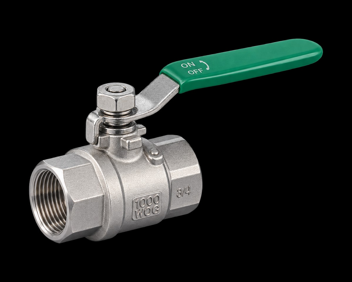 Two-piece Stainless Steel Threaded Ball Valve, Nordic Valves model 1282