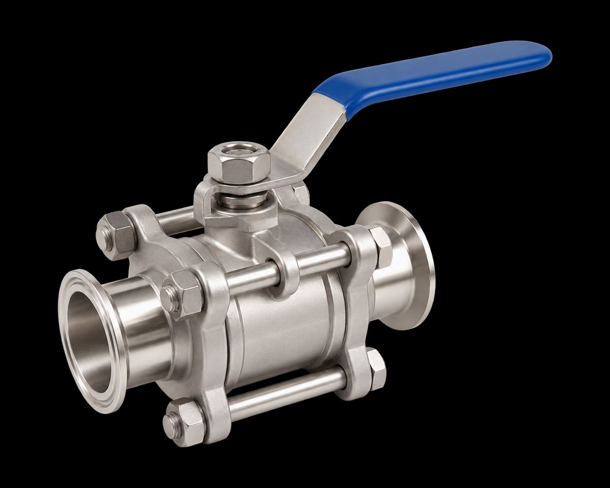 Three-piece Stainless Steel Clamp Ball Valve, Nordic Valves model 1283K
