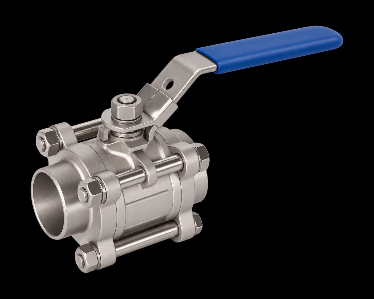 Three-piece Stainless Steel Weld Ball Valve, Nordic Valves model 1283W