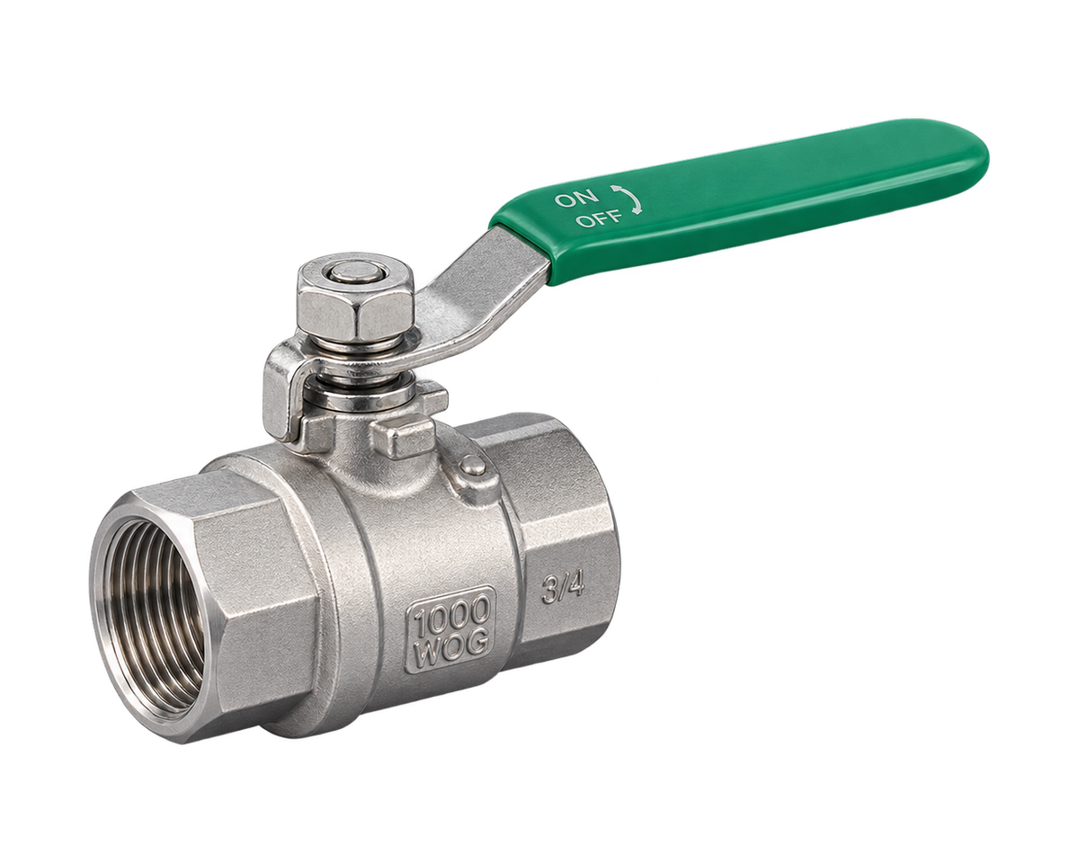 Two-piece Stainless Steel Threaded Ball Valve, Nordic Valves model 1282