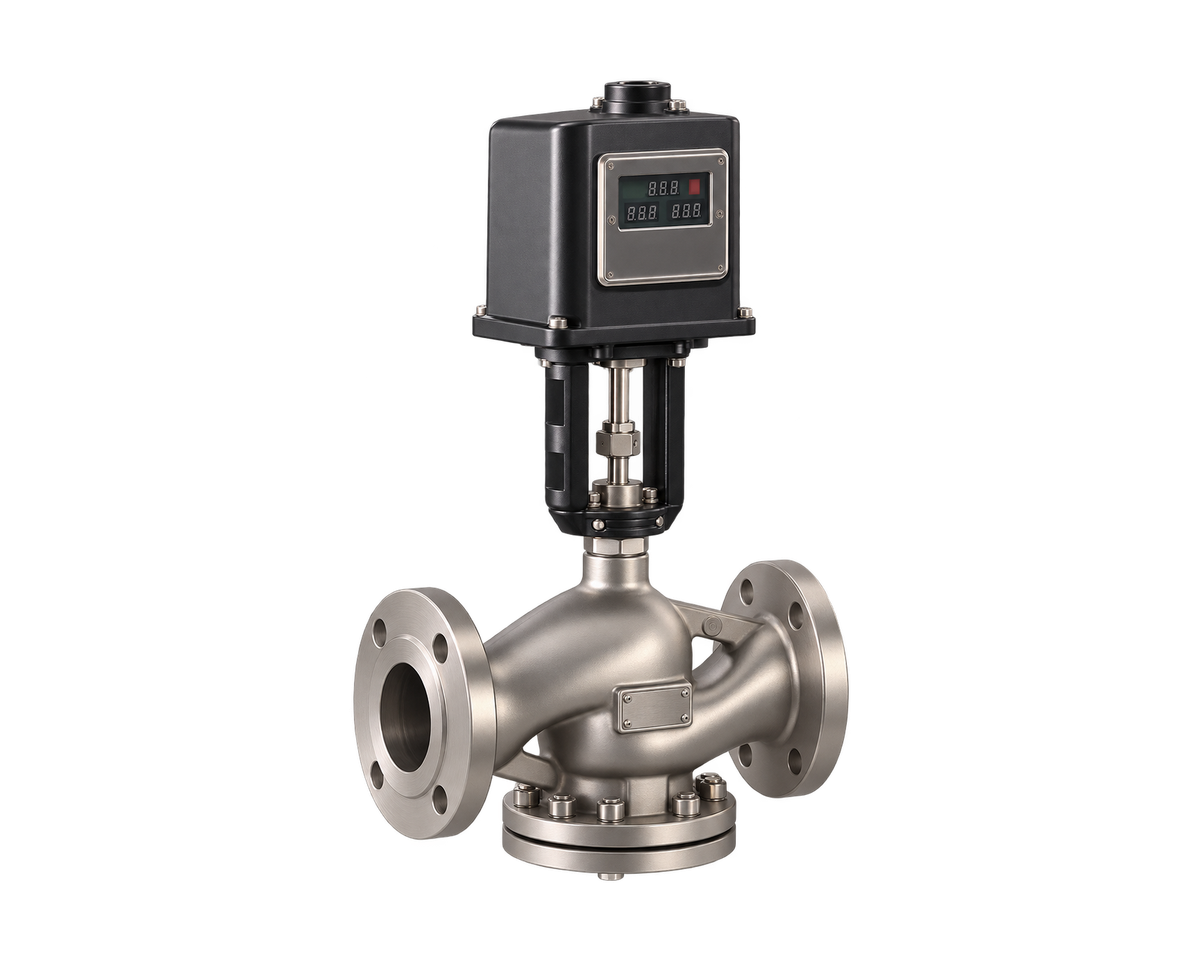 Stainless Steel Flanged Electric Two-way Control Valve, Nordic Valves model 6151K